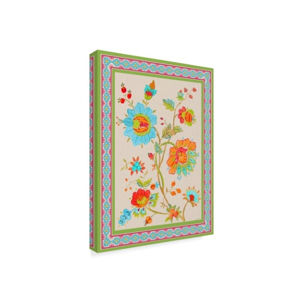 Jean Plout 'Fiesta Floral Tapestry 1' Canvas Art,24x32